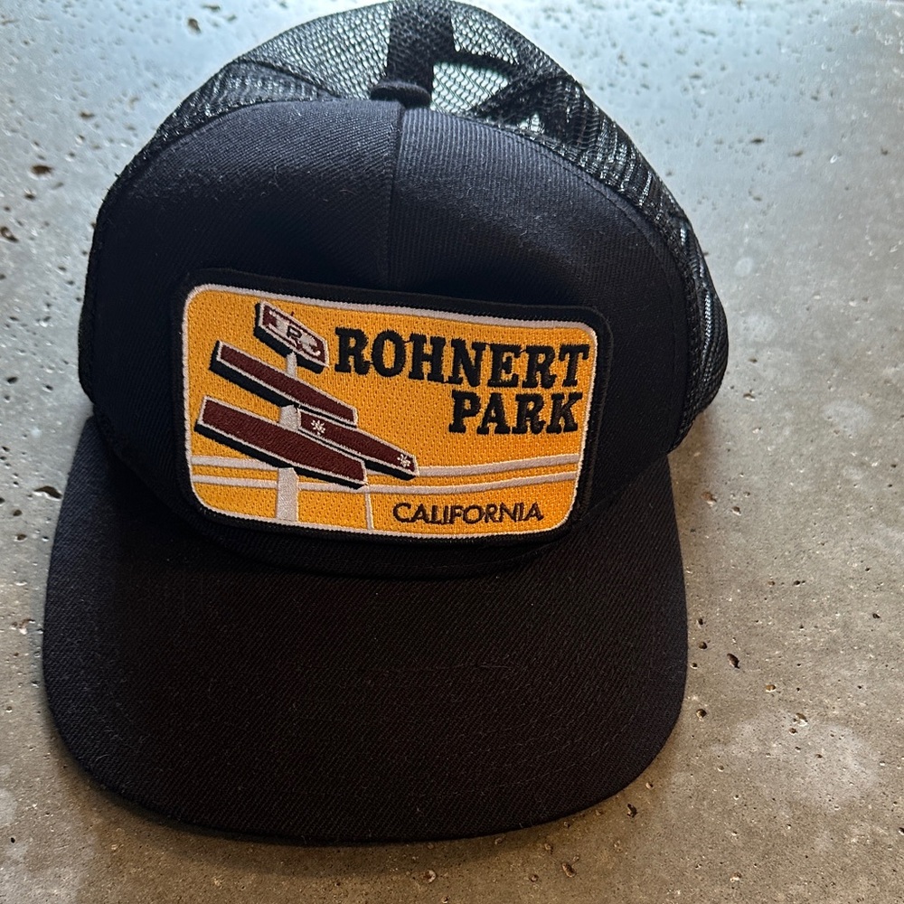 Black Trucker Hat with Rohnert Park Patch